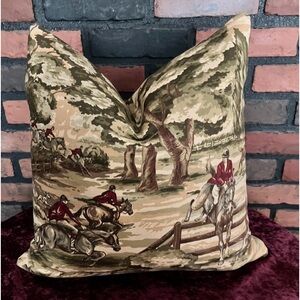 Ralph Lauren Fox Hunt, Equestrian, Horse and Hounds Pillow, New Leighton